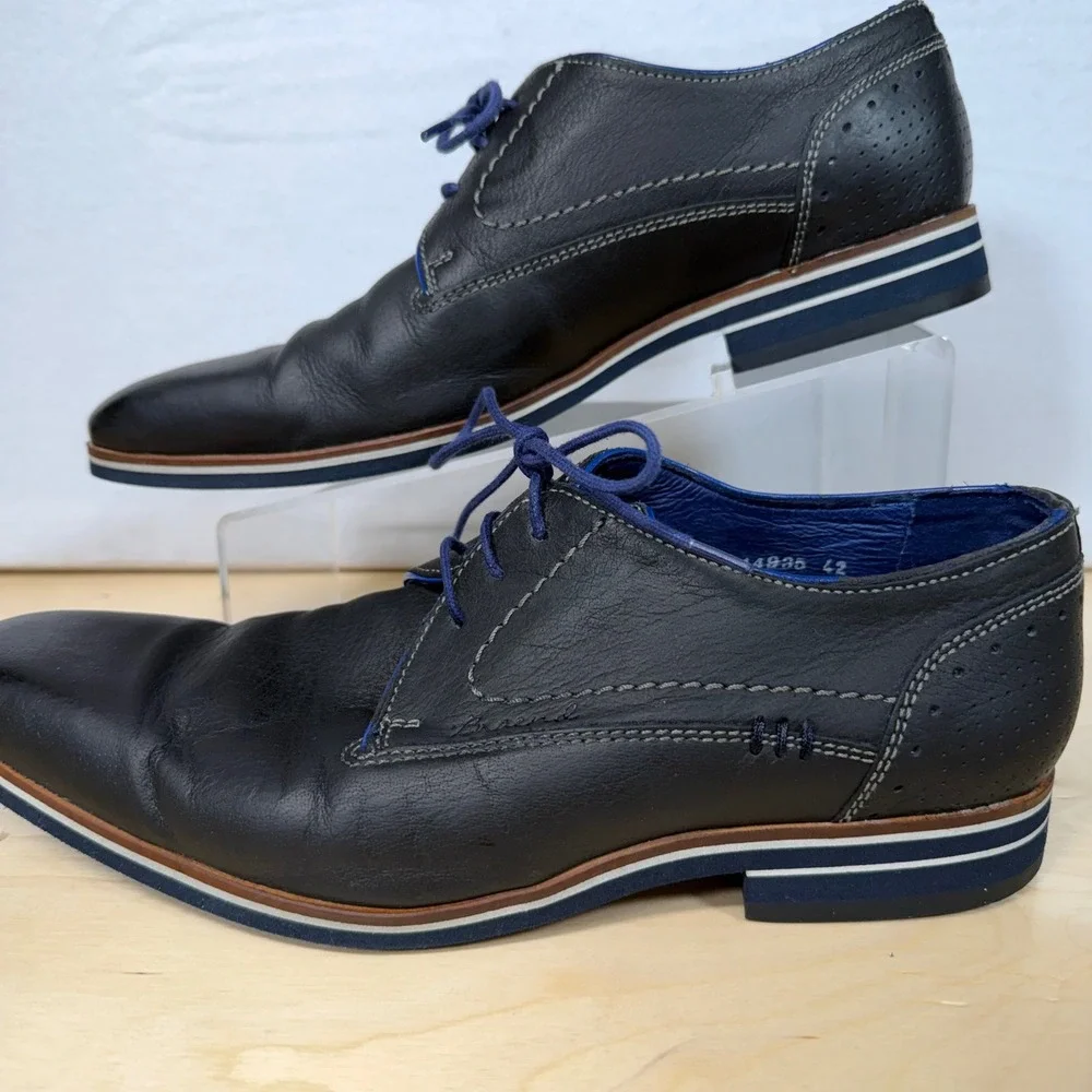 Braend Blue Leather Dress Shoes Oxfords Lace Up‎ Mens Size 42 EU